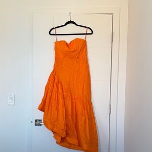 Elegant Orange Strapless Dress